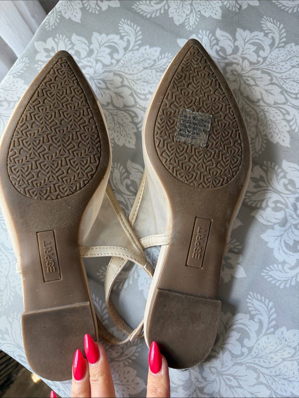 Esprit Nude Pointed Toe Slingback Flats with Bow Accent - Picture 6 of 6